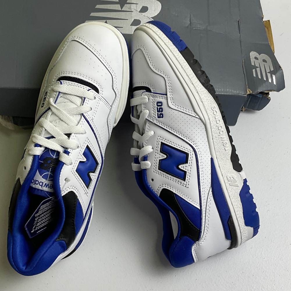 New Balance 550 White and Blue Sneakers